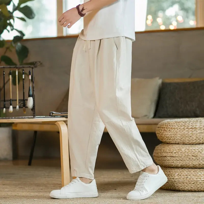 Men's Cotton Linen Casual Pants Breathable Streetwear