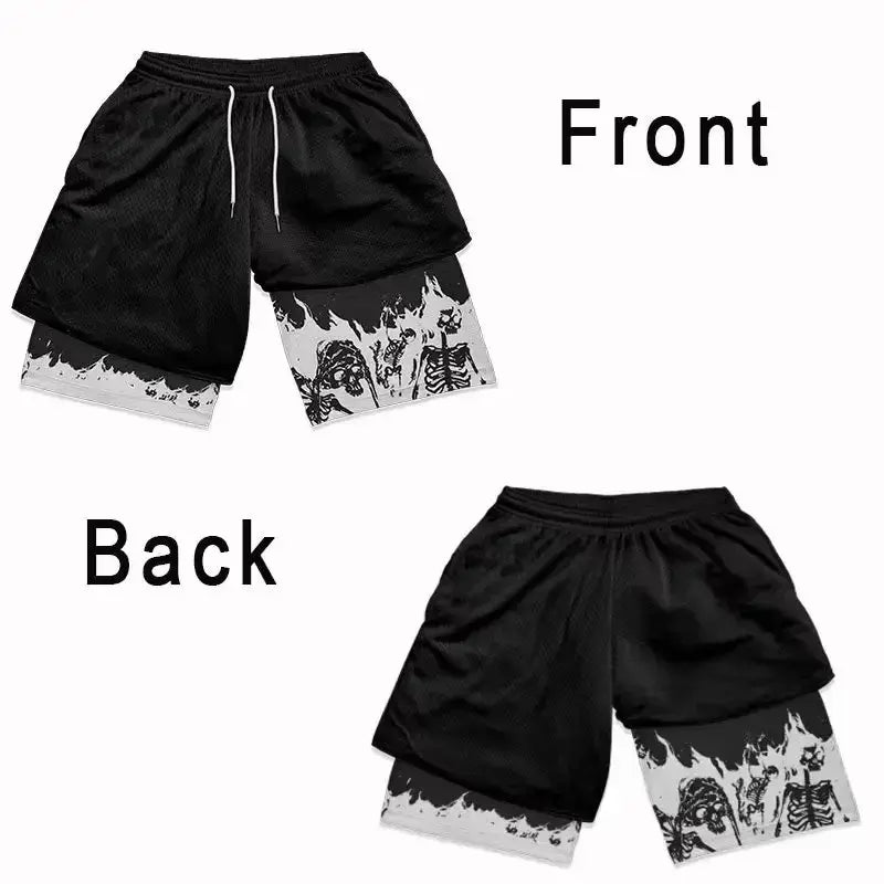 Men's Double-Layered Anime Shorts for Sports