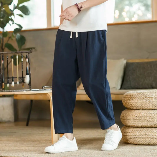 Men's Cotton Linen Casual Pants Breathable Streetwear