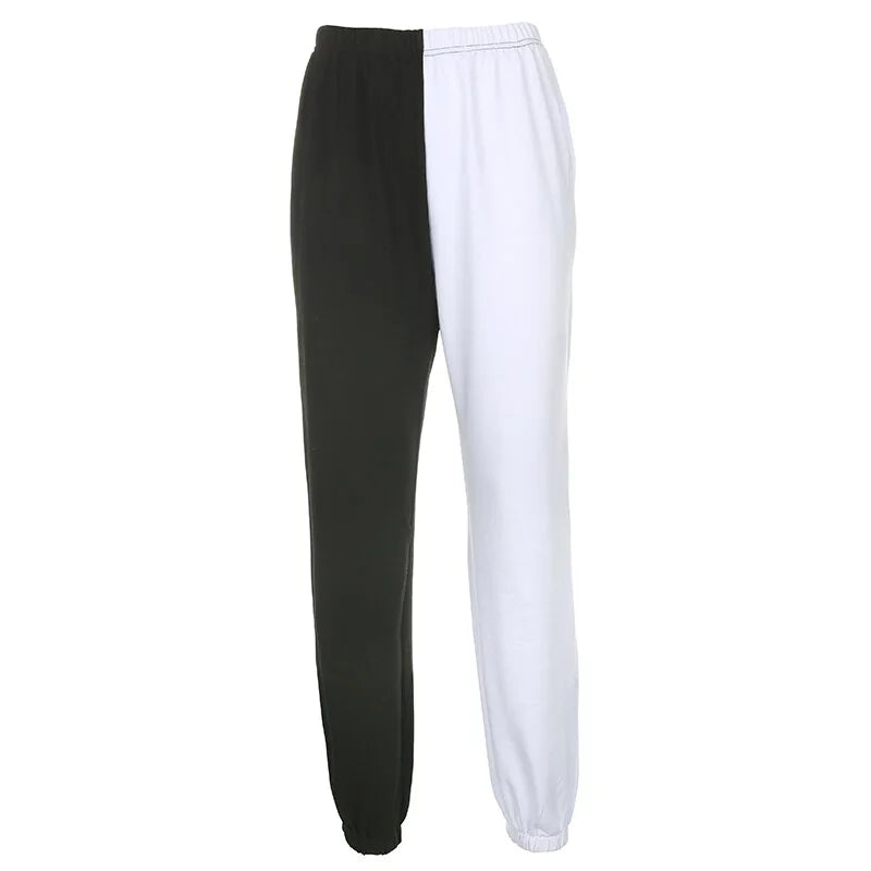 High Waist Streetwear Patchwork Sweatpants