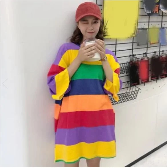 Colorful Rainbow T-Shirt Dress