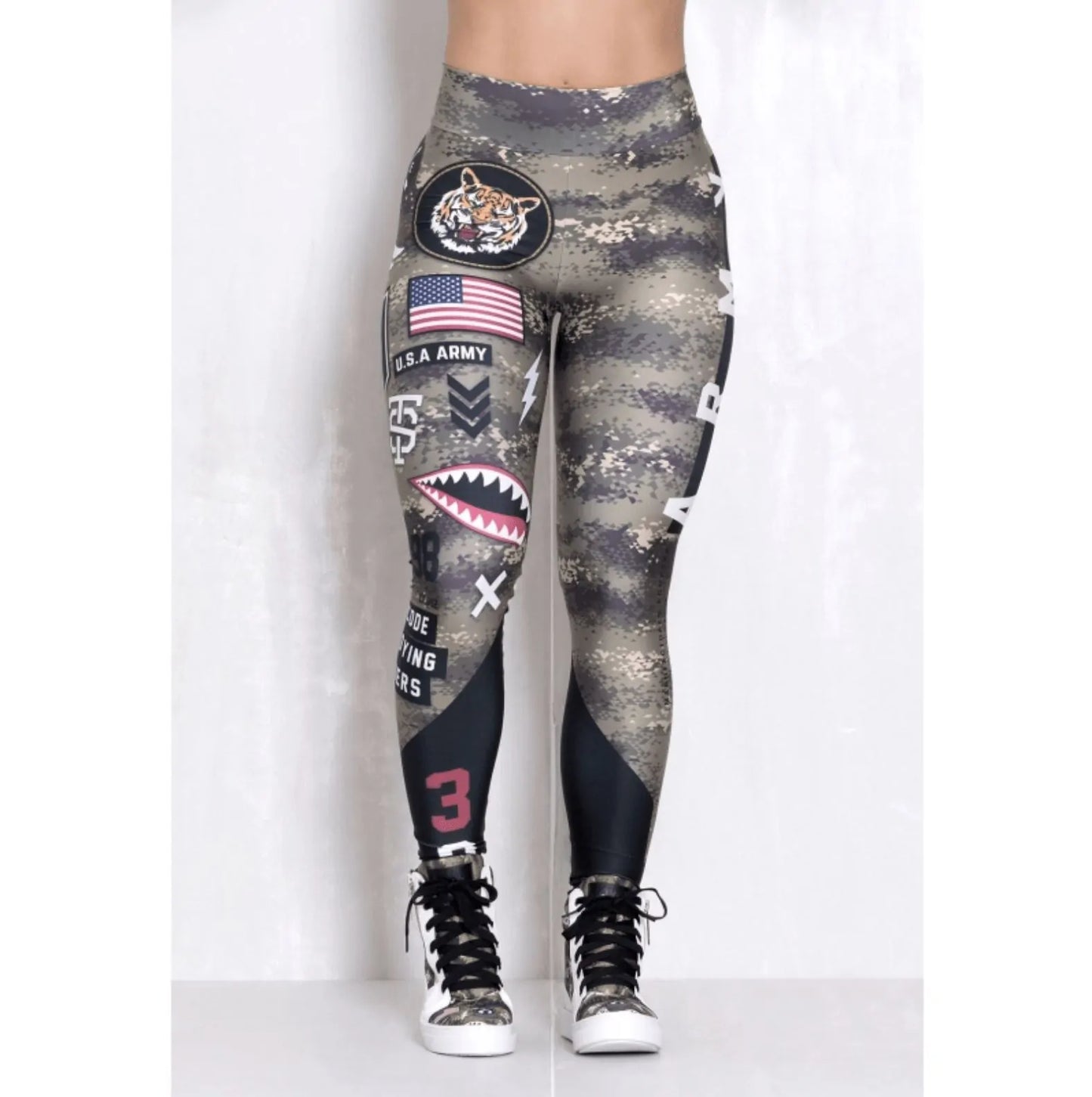 Armed Forces Tummy Control Push Up Print Leggings