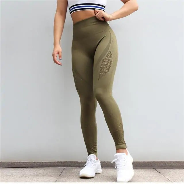 Seamless Mesh Flex Tummy Push Up Leggings