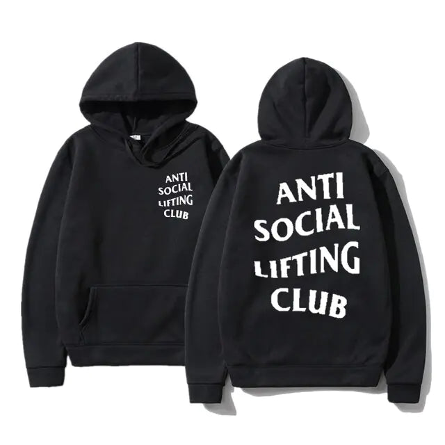 Fashion Letter Anti Social Lifting Club Hoodie