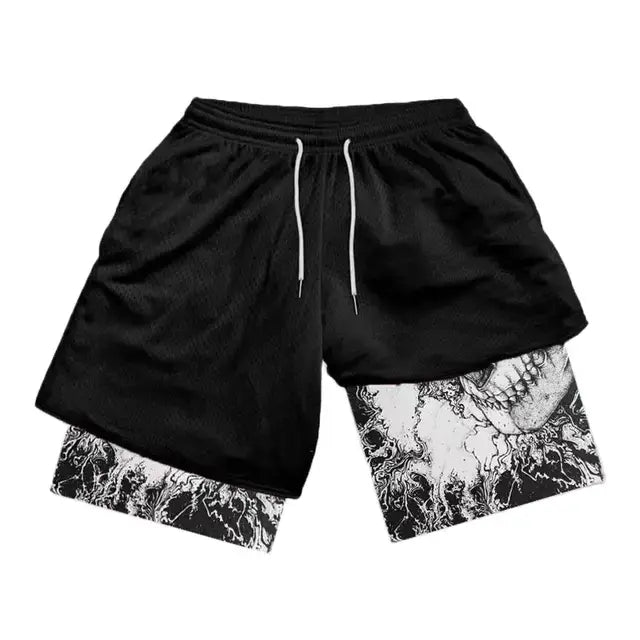 Men's Double-Layered Anime Shorts for Sports