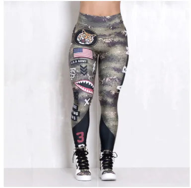 Armed Forces Tummy Control Push Up Print Leggings