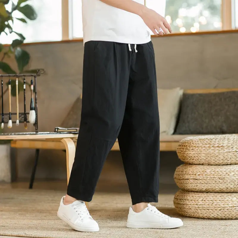 Men's Cotton Linen Casual Pants Breathable Streetwear