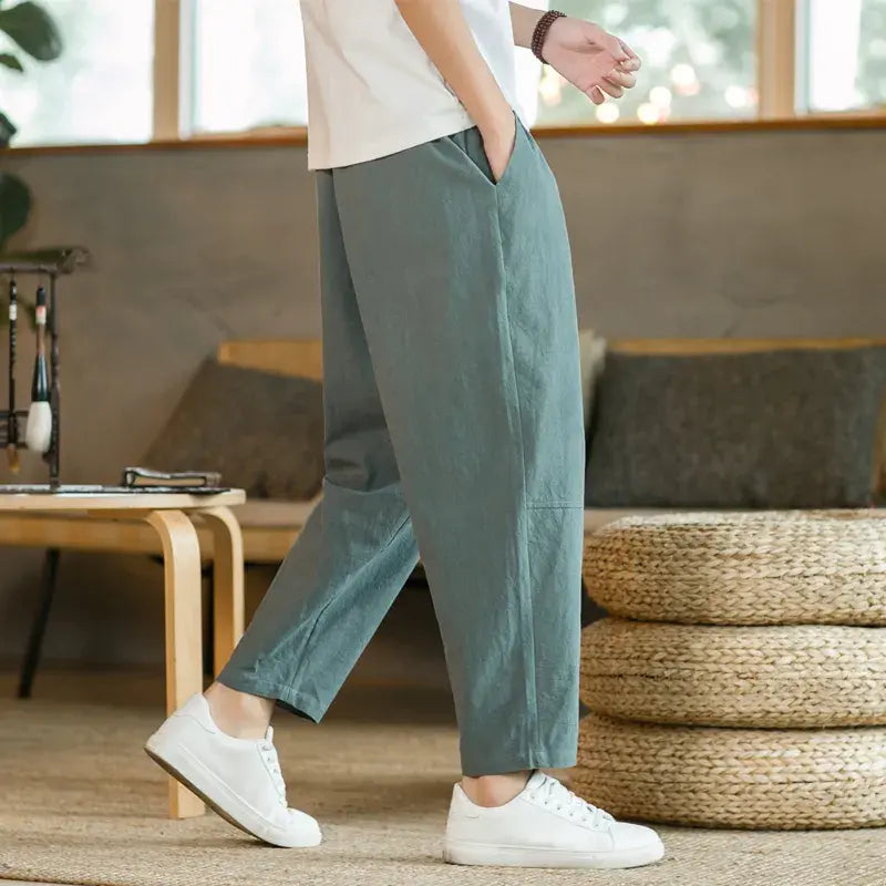 Men's Cotton Linen Casual Pants Breathable Streetwear