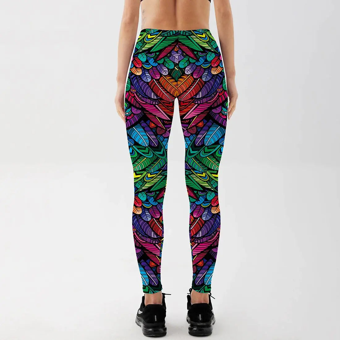 Style Women's Colorful Skull & Leaf Printed Slim Workout Leggings