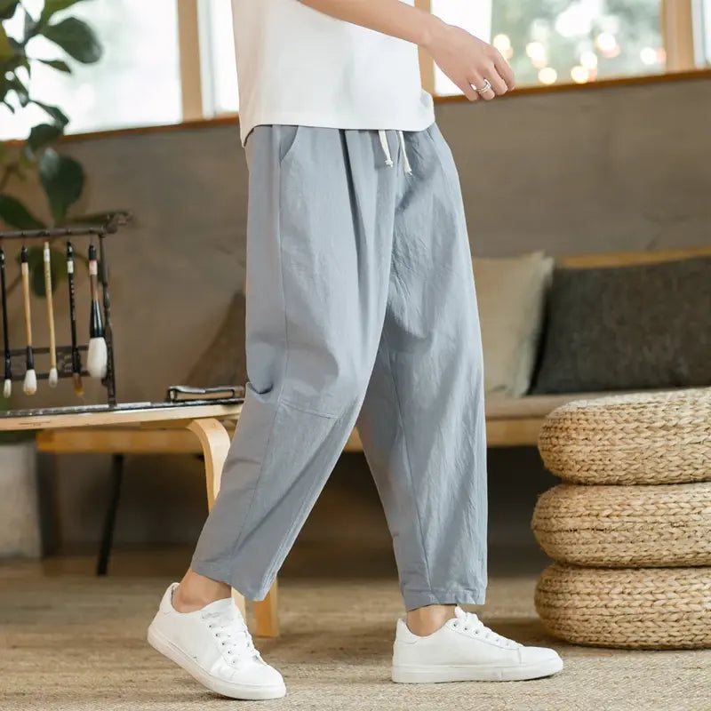 Men's Cotton Linen Casual Pants Breathable Streetwear