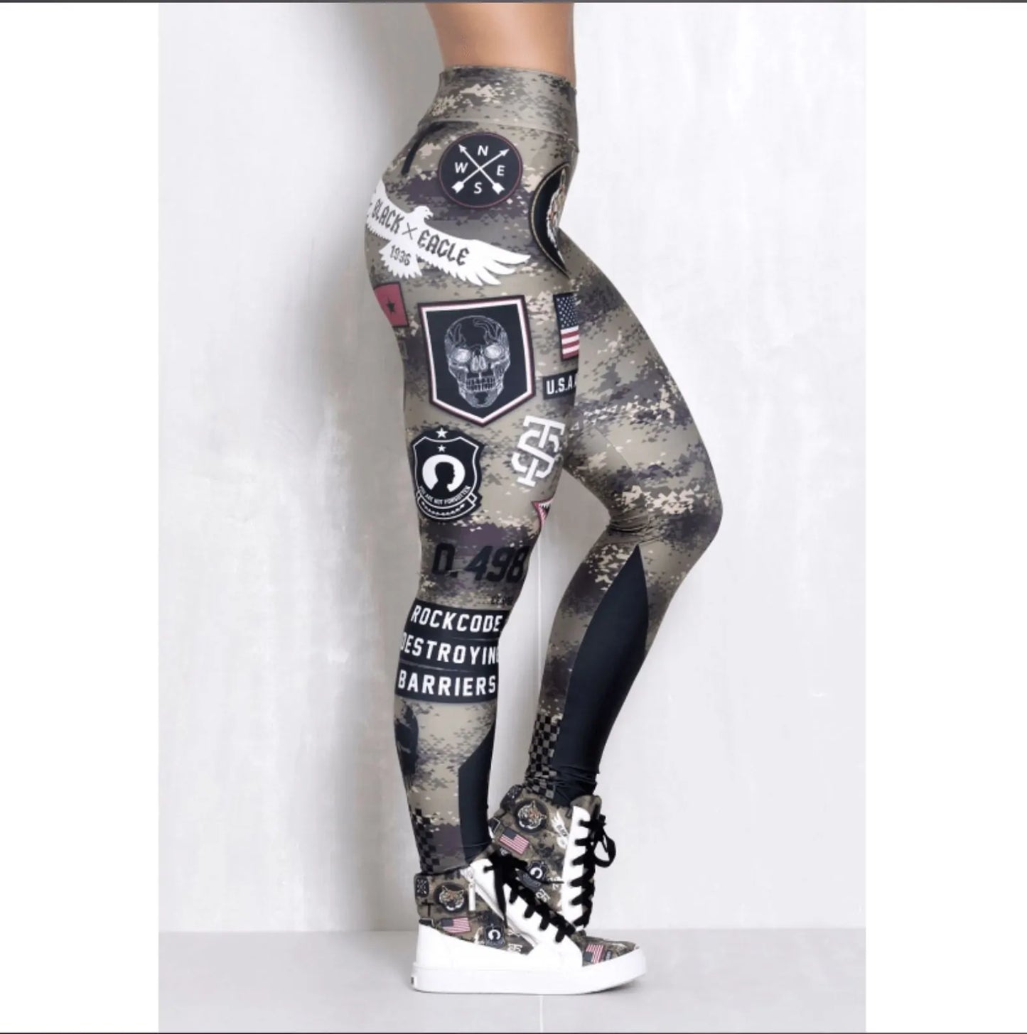 Armed Forces Tummy Control Push Up Print Leggings